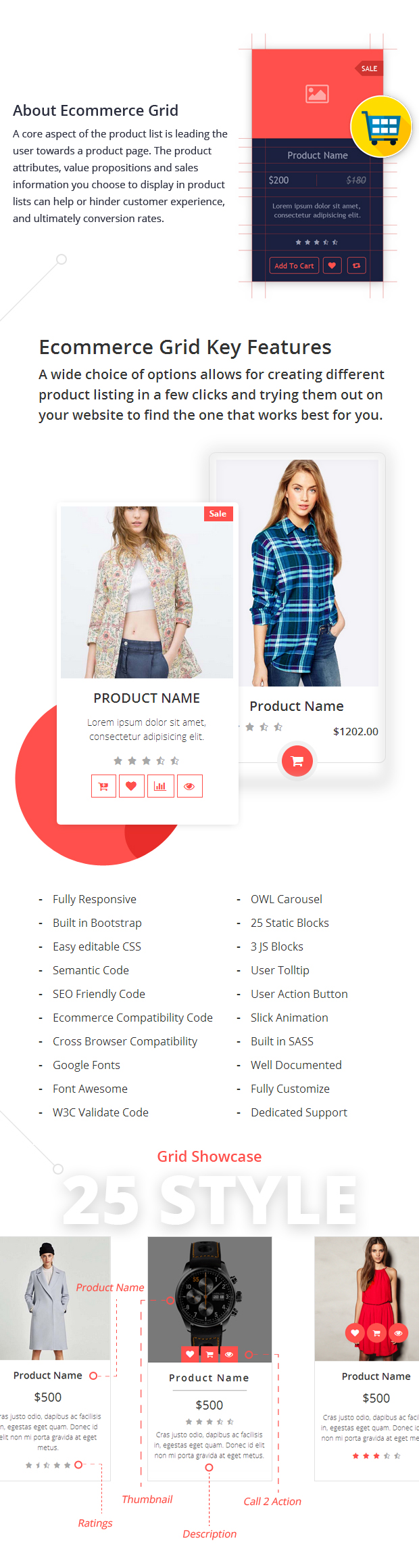 Features Ecommerce Grid is a Multipurpose Product Showcase HTML Widget